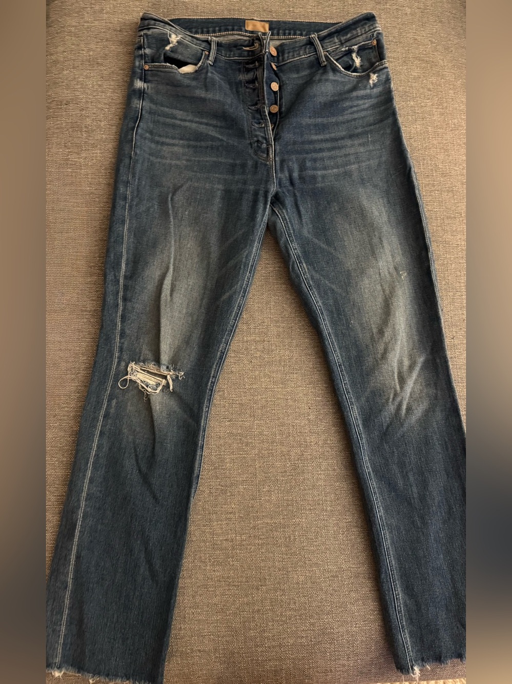 MOTHER The Pixie Dazzler Ankle Fray Straight Leg Jeans Love Pop Size 31